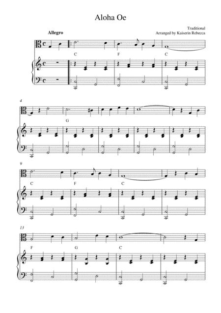 Aloha Oe (arr. Kaiserin Rebecca)