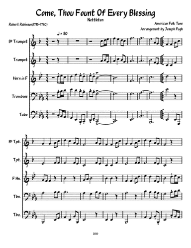 Come Thou Fount Of Every Blessing (Brass Quintet) (arr. Joseph Pugh)