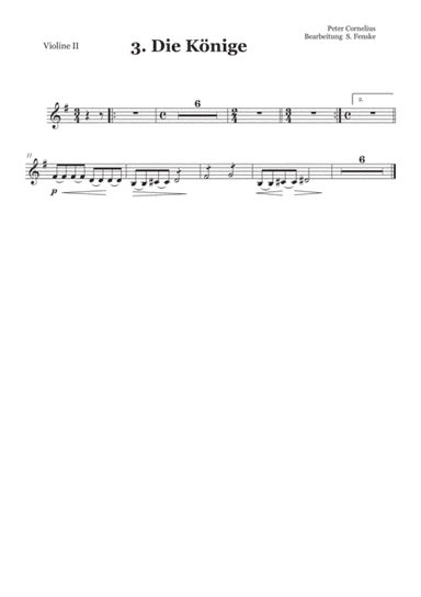 Peter Cornelius Weihnachtslieder - 3. Die Könige - Violine 2 (arr. Sabine Fenske)