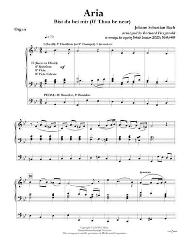 Aria ("Bist du bei mir") [J. S. Bach] for solo organ (arr. Patrick Sheehan)