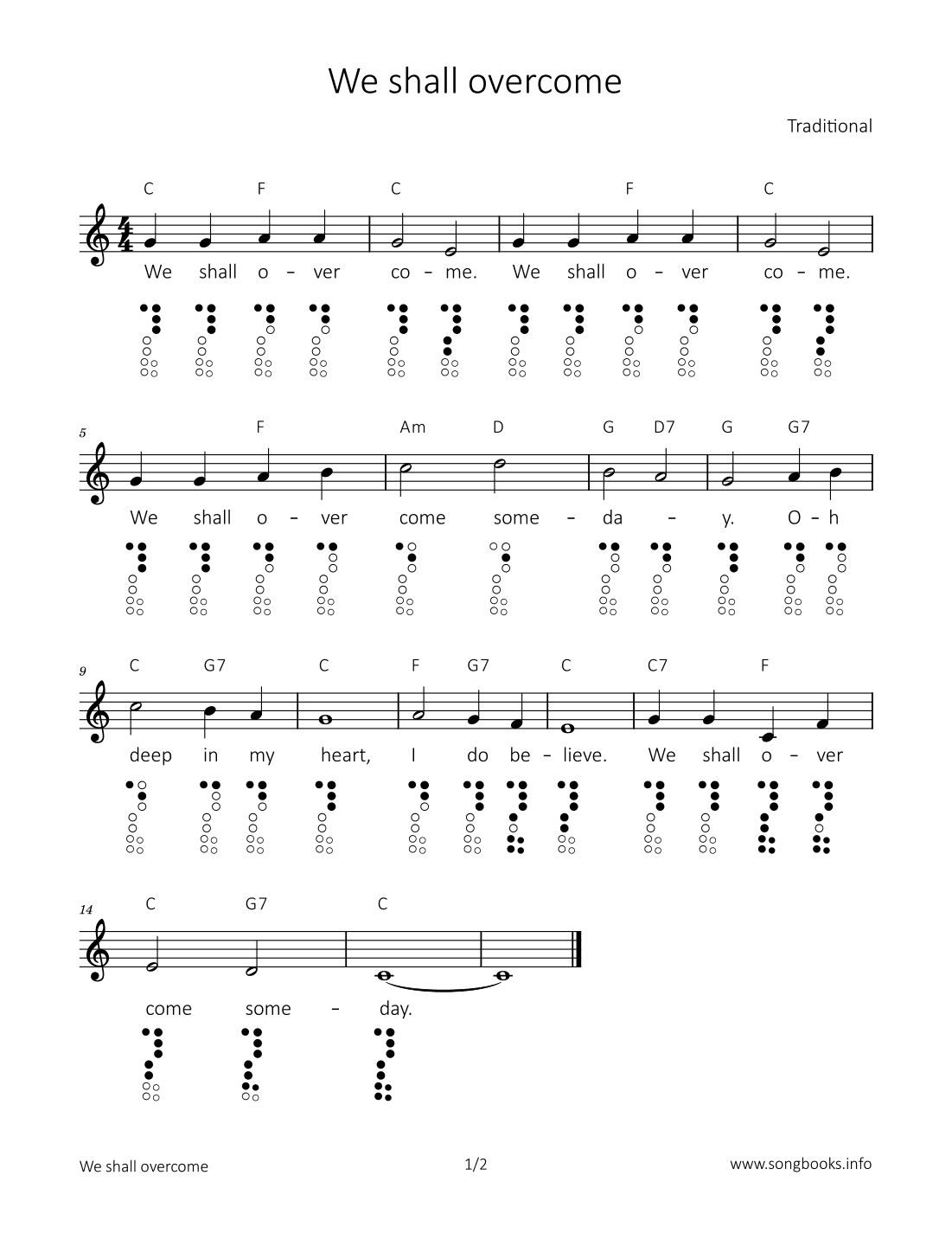 We shall overcome (arr. songbooks.info)