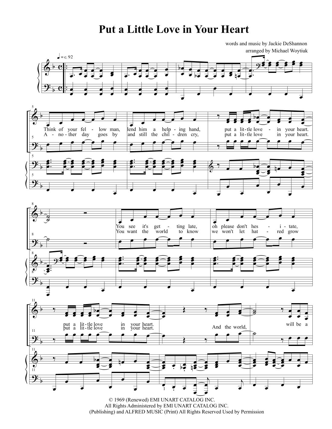Put A Little Love In Your Heart (arr. Michael Woytiuk)