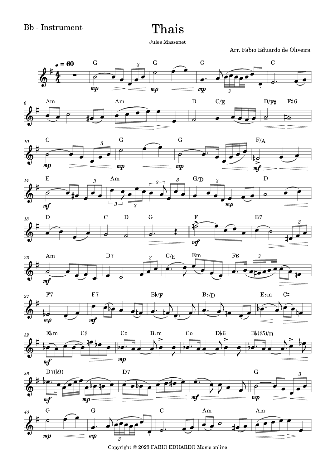 Thais (J. Massenet) (arr. Fabio Eduardo de Oliveira)