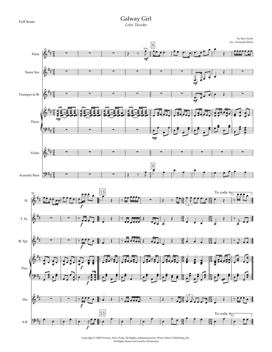 Galway Girl (arr. Fernando Britto)