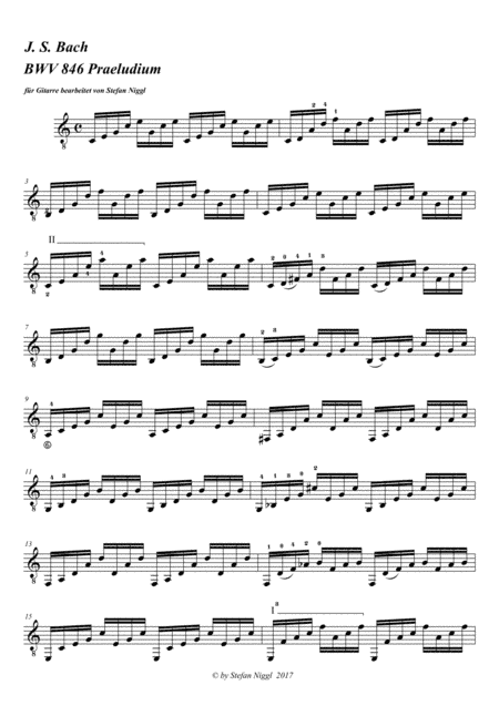 J.S. Bach : Prelude in C Major BWV 846 for Guitar (arr. Stefan Niggl)