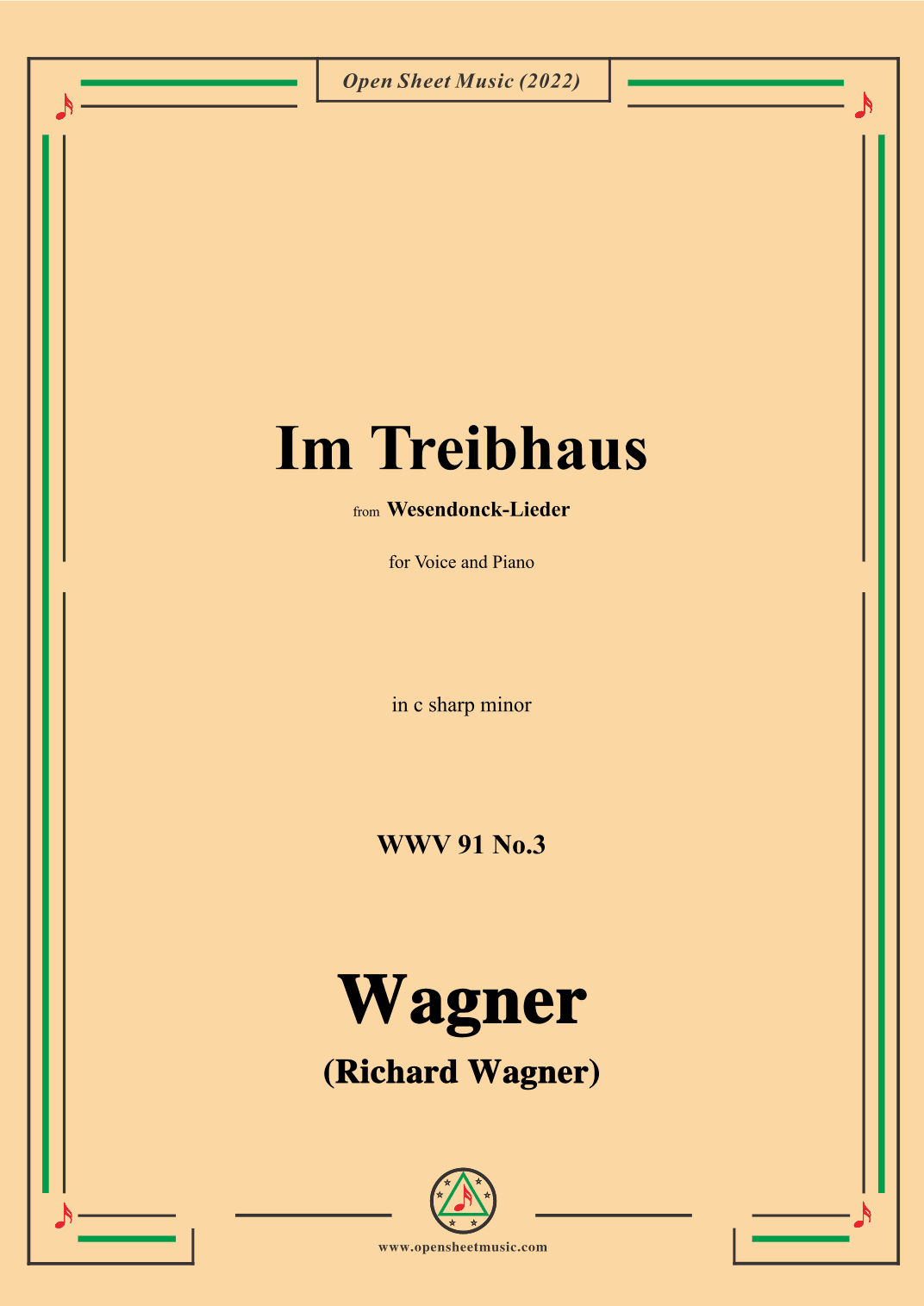 R. Wagner-Im Treibhaus,in c sharp minor,WWV 91 No.3,from Wesendonck-Lieder (arr. OSM Press)