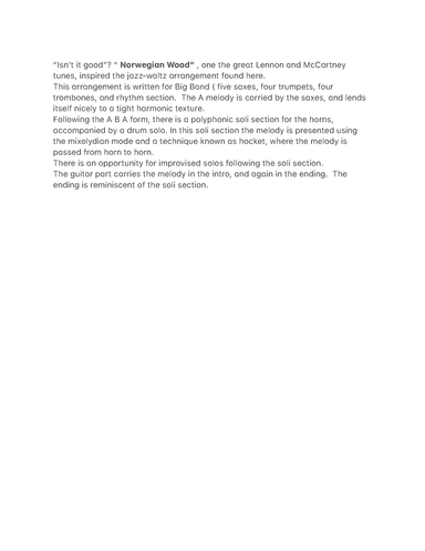 Norwegian Wood (this Bird Has Flown) (arr. Robert V. Parisi)