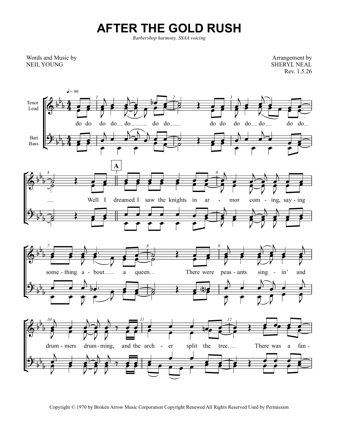 After The Gold Rush (arr. Sheryl Neal)