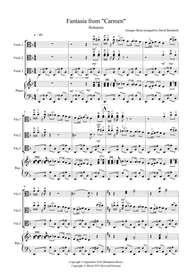 Habanera (Fantasia from Carmen) for Viola Trio (arr. David Burndrett)