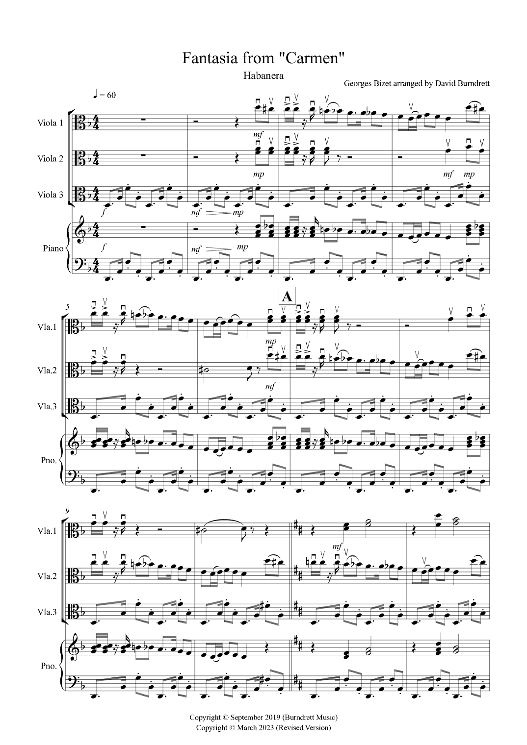 Habanera (Fantasia from Carmen) for Viola Trio (arr. David Burndrett)