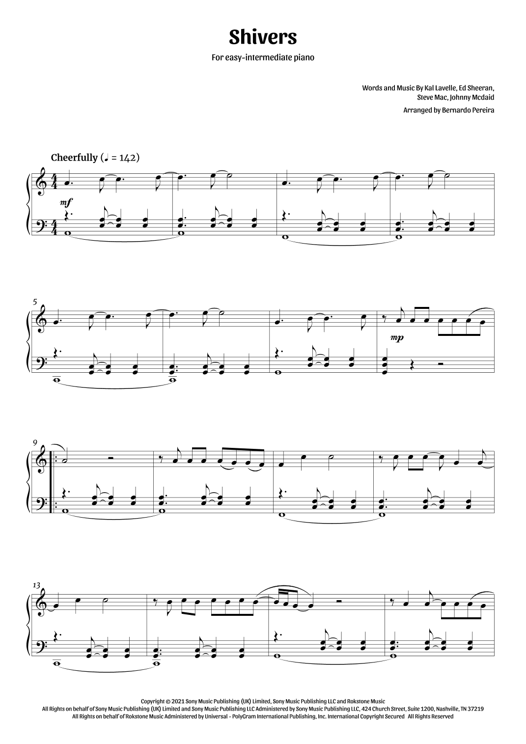 Shivers (arr. Bernardo Pereira)