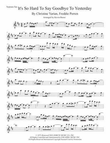 It's So Hard To Say Goodbye To Yesterday (arr. Kevin Busse)
