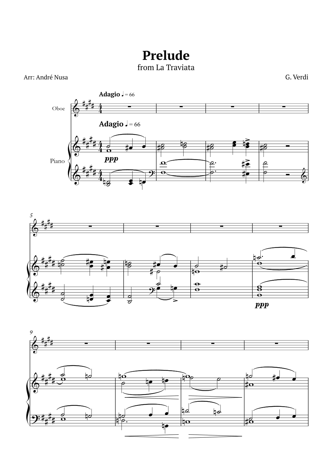 Prelude from La Traviata for piano and oboe (arr. André Nusa)