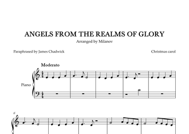 Angels we have heard on high in C Piano Very Easy Christmas carol original rhythm (arr. Milanov)