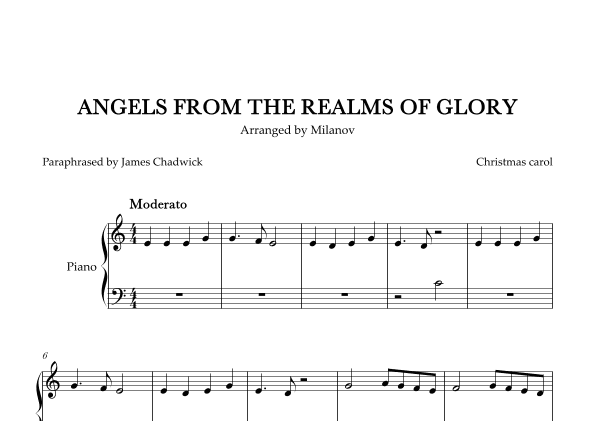 Angels we have heard on high in C Piano Very Easy Christmas carol original rhythm (arr. Milanov)