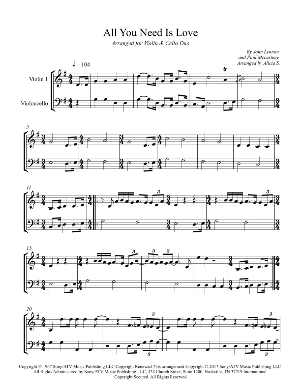 All You Need Is Love (arr. Alicia S.)