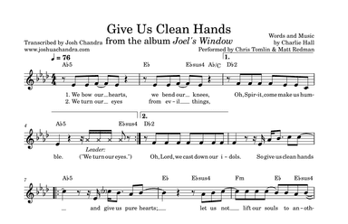 Give Us Clean Hands (arr. Joshua Chandra)