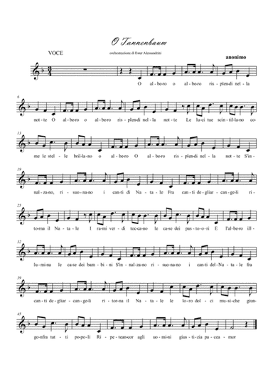 O Tannenbaum. Voice and piano (arr. Ester Alessandrini)