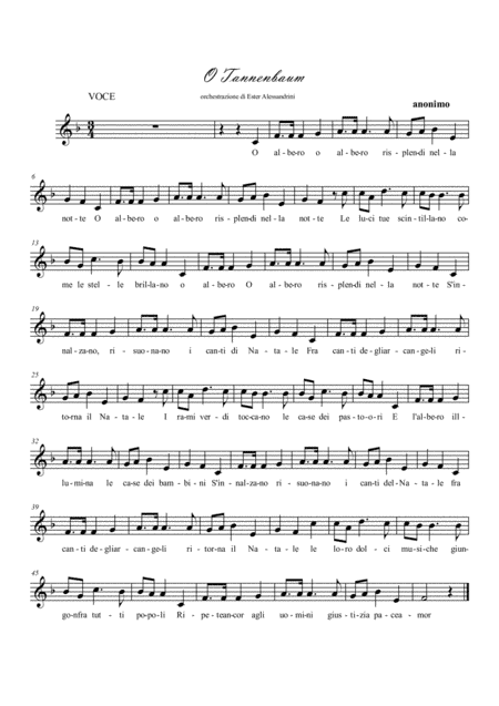 O Tannenbaum. Voice and piano (arr. Ester Alessandrini)