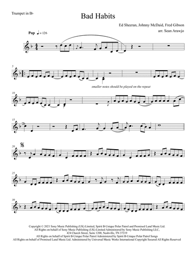 Bad Habits (arr. Sean Arawjo)