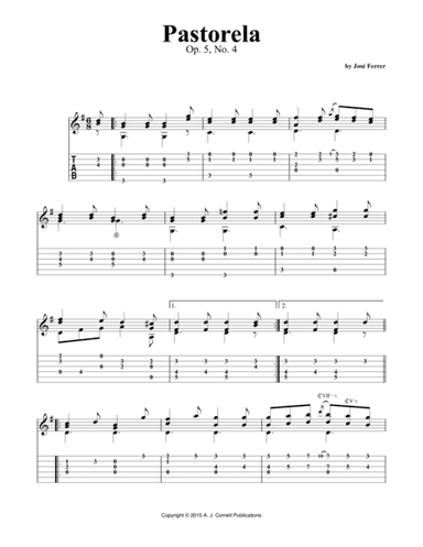 Pastorela, Op. 5, No. 4 (arr. A. J. Cornell Publications)