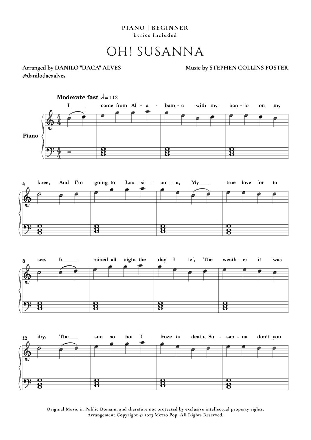 Oh! Susanna (arr. Danilo "Daca" Alves)