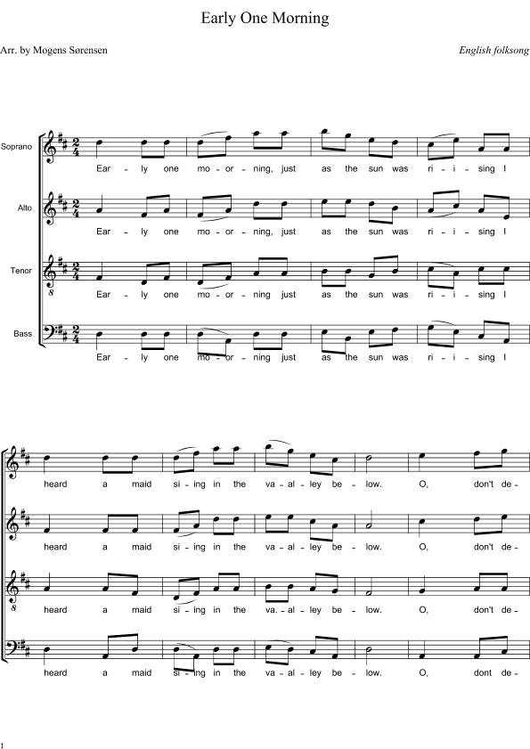 Early One Morning (arr. Mogens Sørensen)