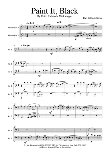 Paint It, Black (arr. Golden Skull Editions)