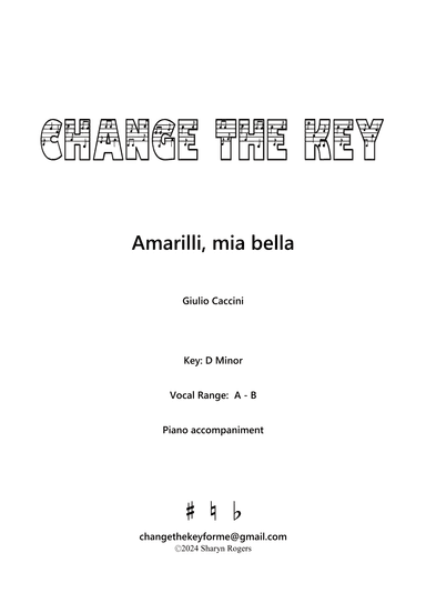 Amarilli, mia bella - D Minor (arr. Sharyn Rogers)