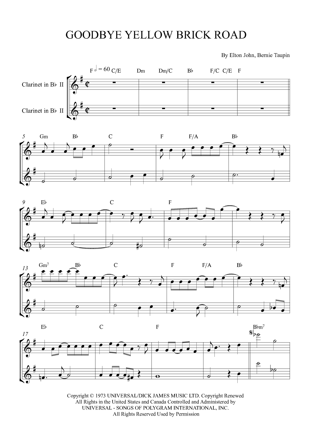 Goodbye Yellow Brick Road (arr. Alex Nunes Rodrigues)