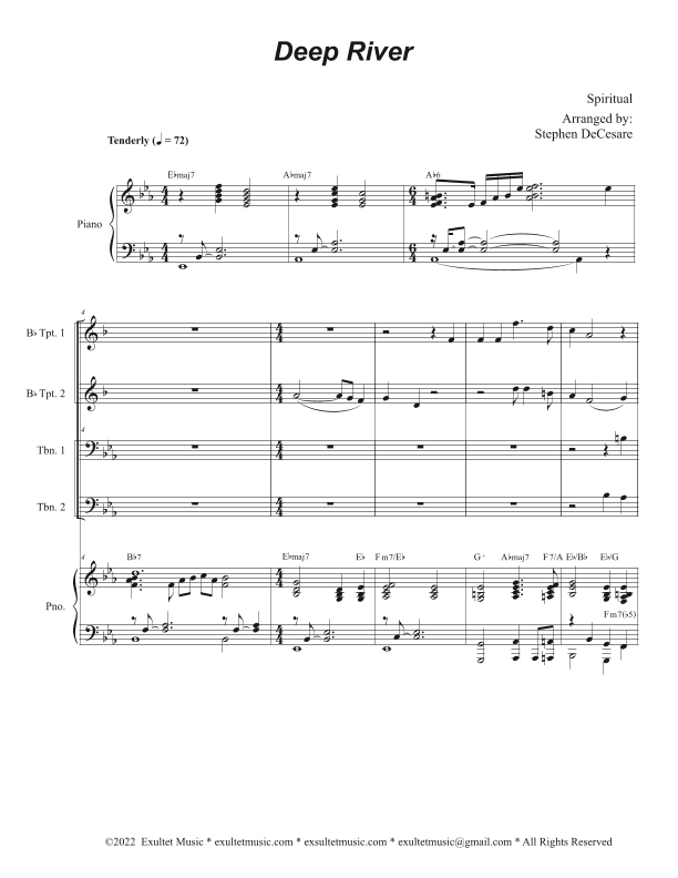 Deep River (Brass Quartet and Piano - Alternate Version) (arr. Stephen DeCesare)