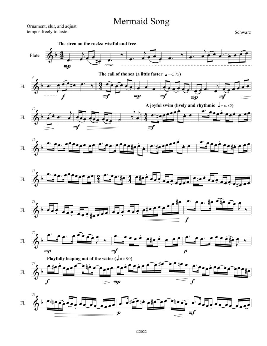 Mermaid Song for solo flute (or violin)