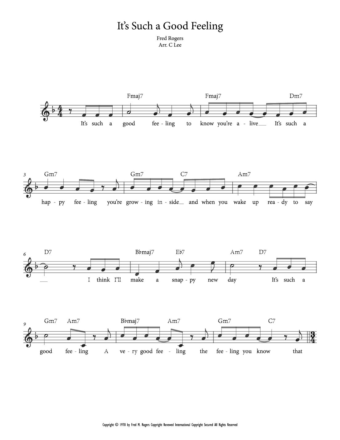 It's Such A Good Feeling (arr. Charlie Lee)