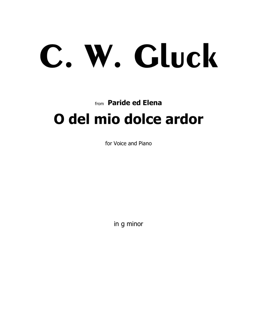 O del mio dolce ardor ,by Gluck,in g minor (arr. Editions Dao)
