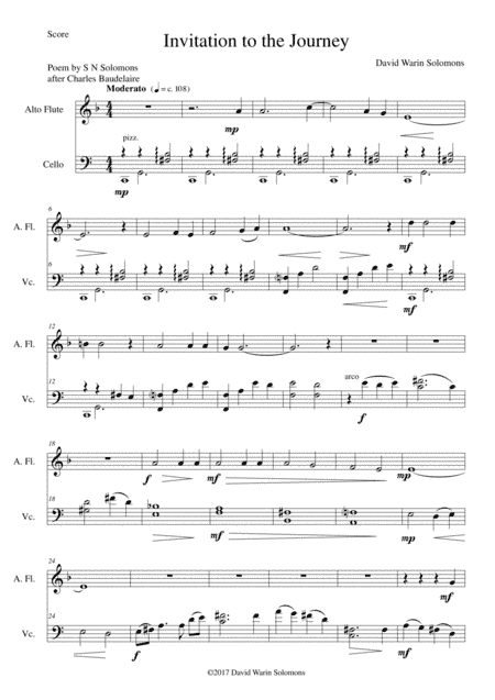 Invitation au Voyage (Invitation to the journey) for alto flute and cello
