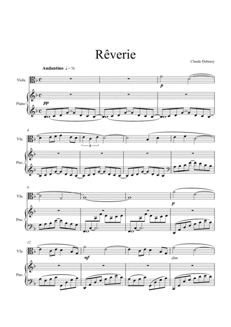 Claude Debussy - Rêverie (Viola Solo) (arr. André Laitano)