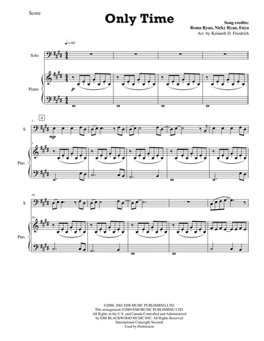 Only Time (arr. Kenneth D. Friedrich)