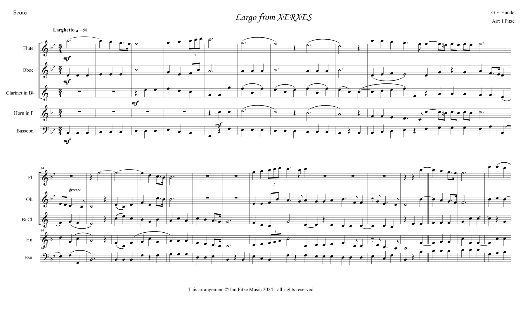 Largo from Xerxes (arr. Ian Fitze)