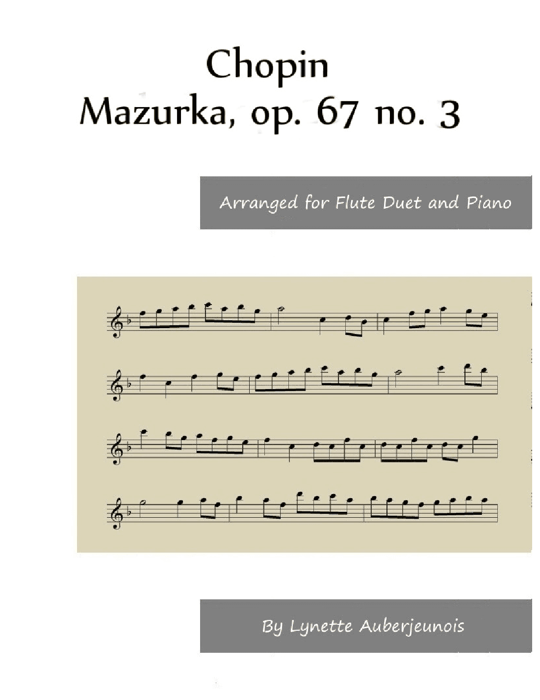 Mazurka, op. 67 no. 3 - Flute Duet and Piano (arr. Lynette Auberjeunois)