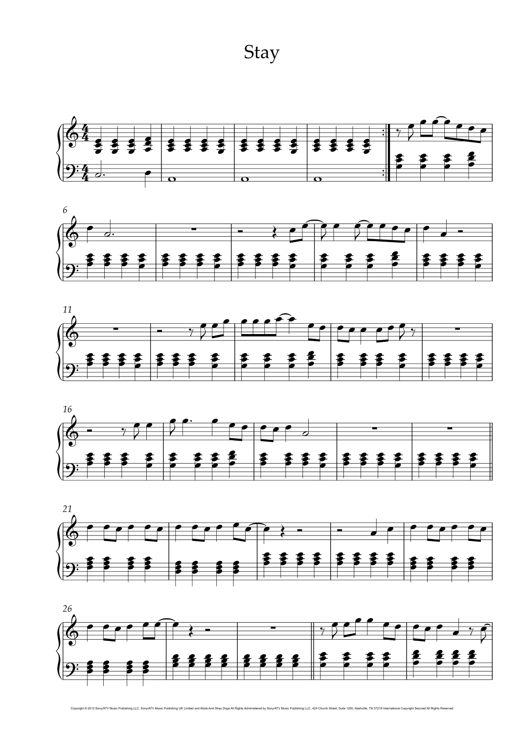 Stay (arr. Janina Schülin)