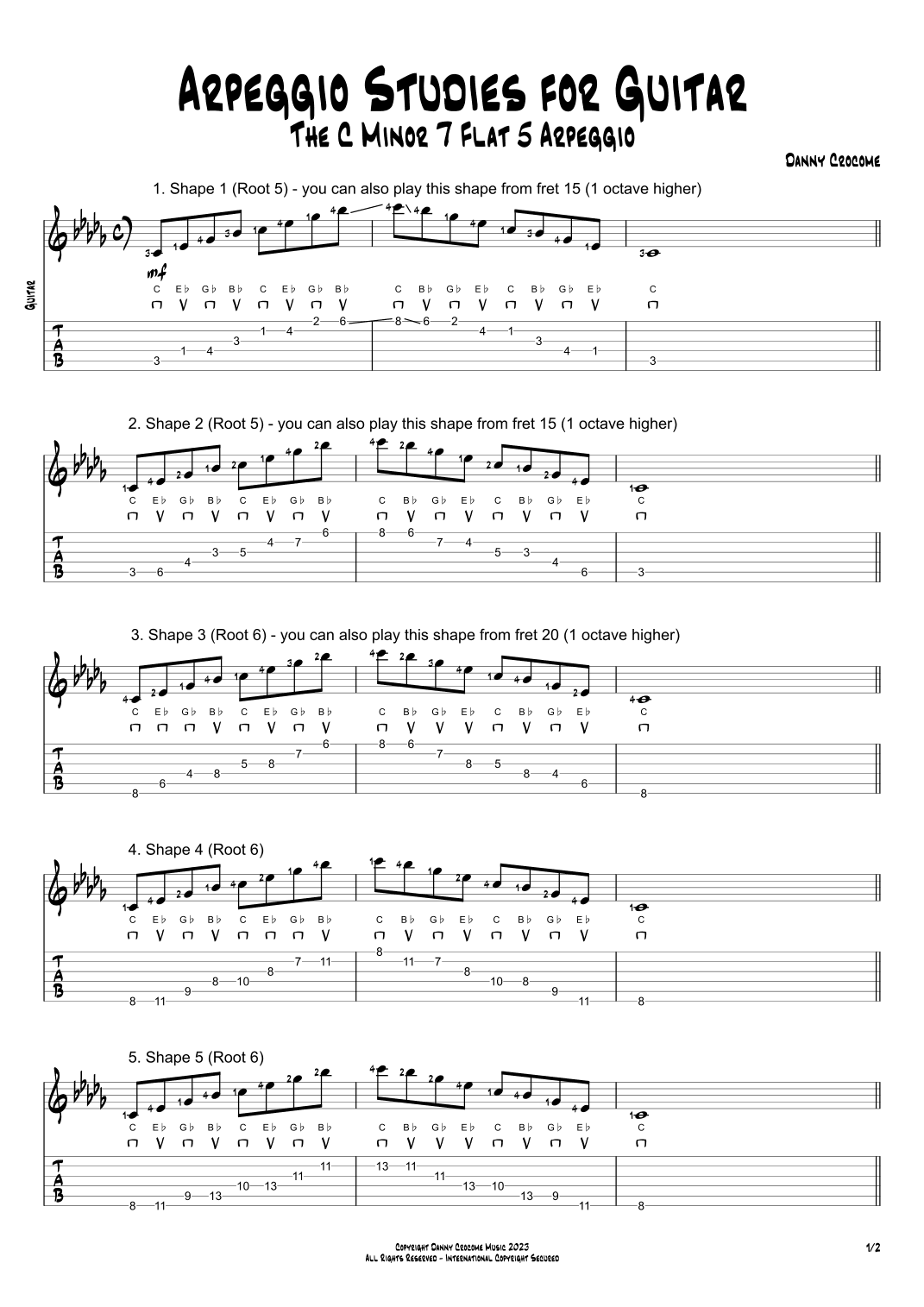 Arpeggio Studies for Guitar - The C Minor 7 Flat 5 Arpeggio