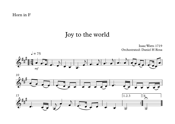 Joy to the world - Christmas Carol - Horn in F (arr. Daniel H Rosa)