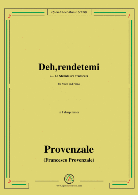 Provenzale-Deh,rendetemi,in f sharp minor,for Voice and Pinao (arr. MSM)