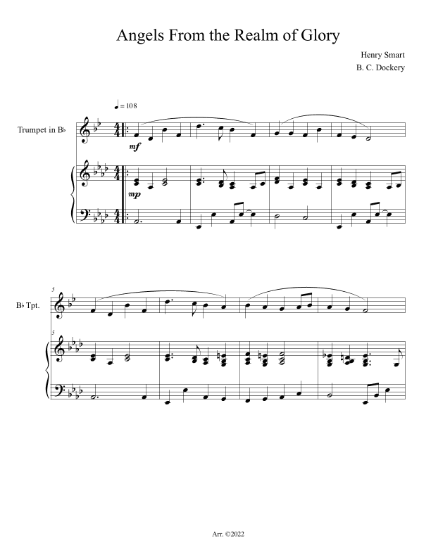 Angels From the Realm of Glory (Trumpet Solo with Piano) (arr. B. C. Dockery)