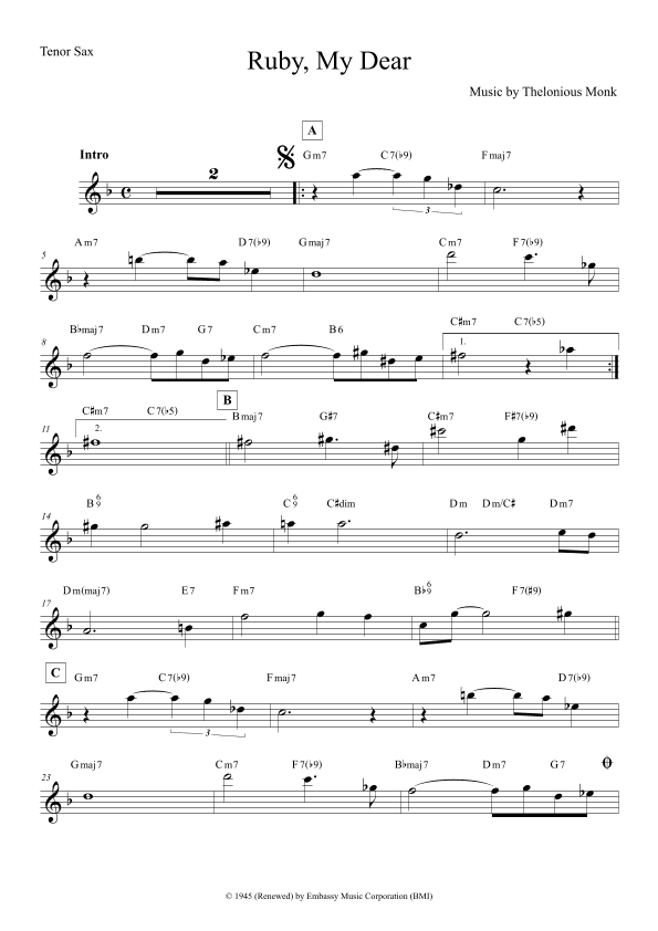 Ruby, My Dear (arr. The Sheet Music Library)