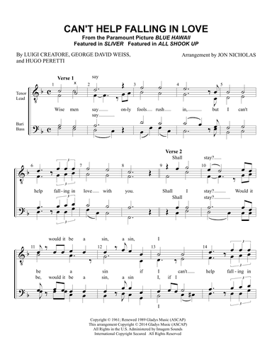 Can't Help Falling In Love (arr. Jon Nicholas)
