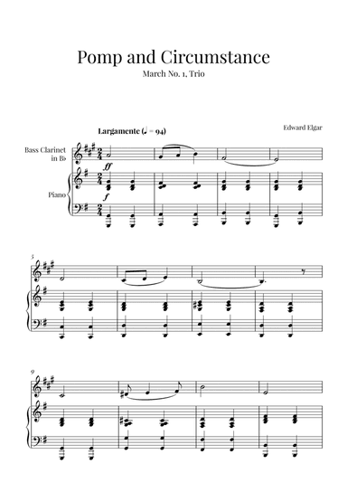 Edward Elgar - Pomp and Circumstance (for Bass Clarinet and Piano) (arr. Cadenza Editions)