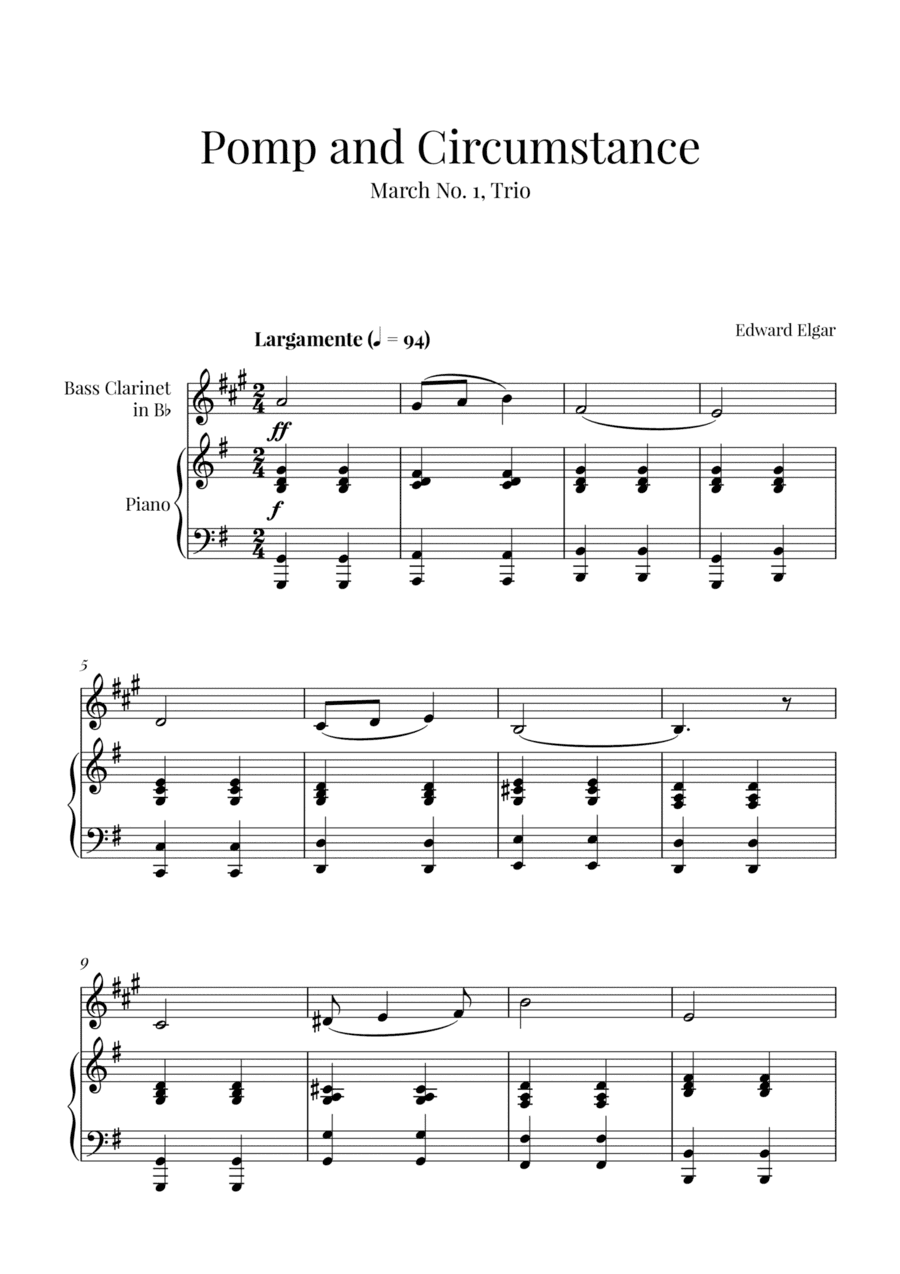 Edward Elgar - Pomp and Circumstance (for Bass Clarinet and Piano) (arr. Cadenza Editions)