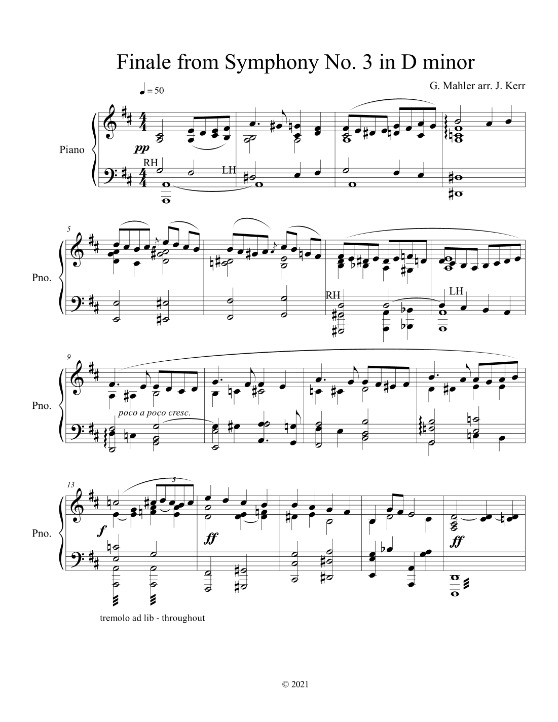 Symphony No. 3 in D Minor - Movement VI - Finale (arr. John Kerr)