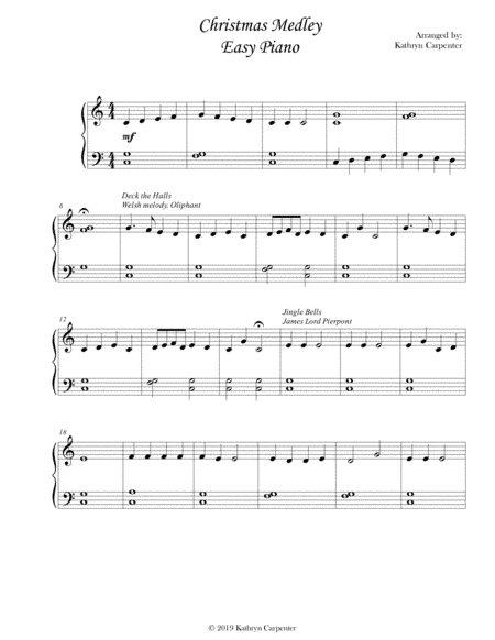 Christmas Medley of Songs (Easy Piano) (arr. Kathryn Carpenter)
